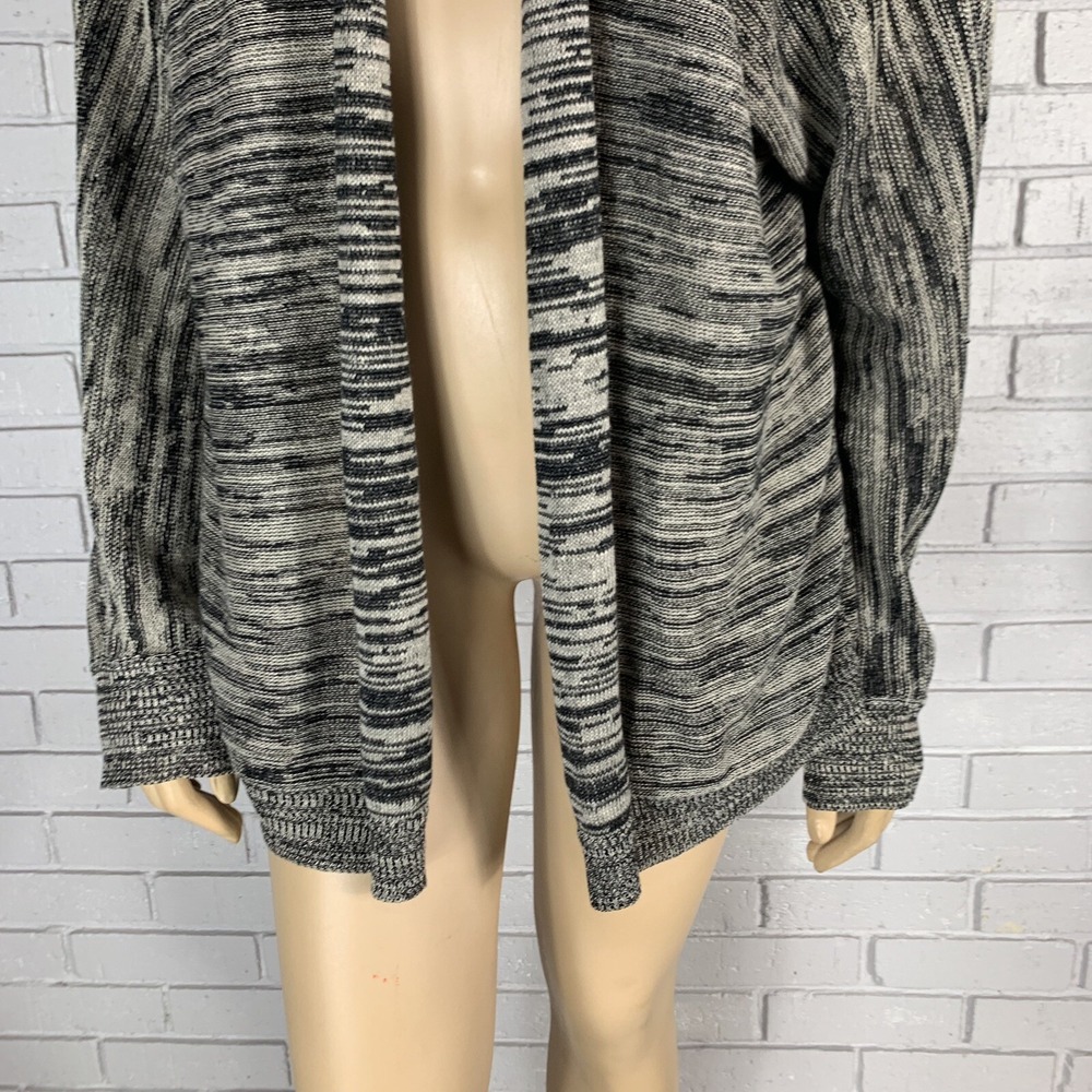 Eileen Fisher Linen Open Front Shawl Collar Black White Cardigan Quiet Luxury XL - Picture 3 of 11